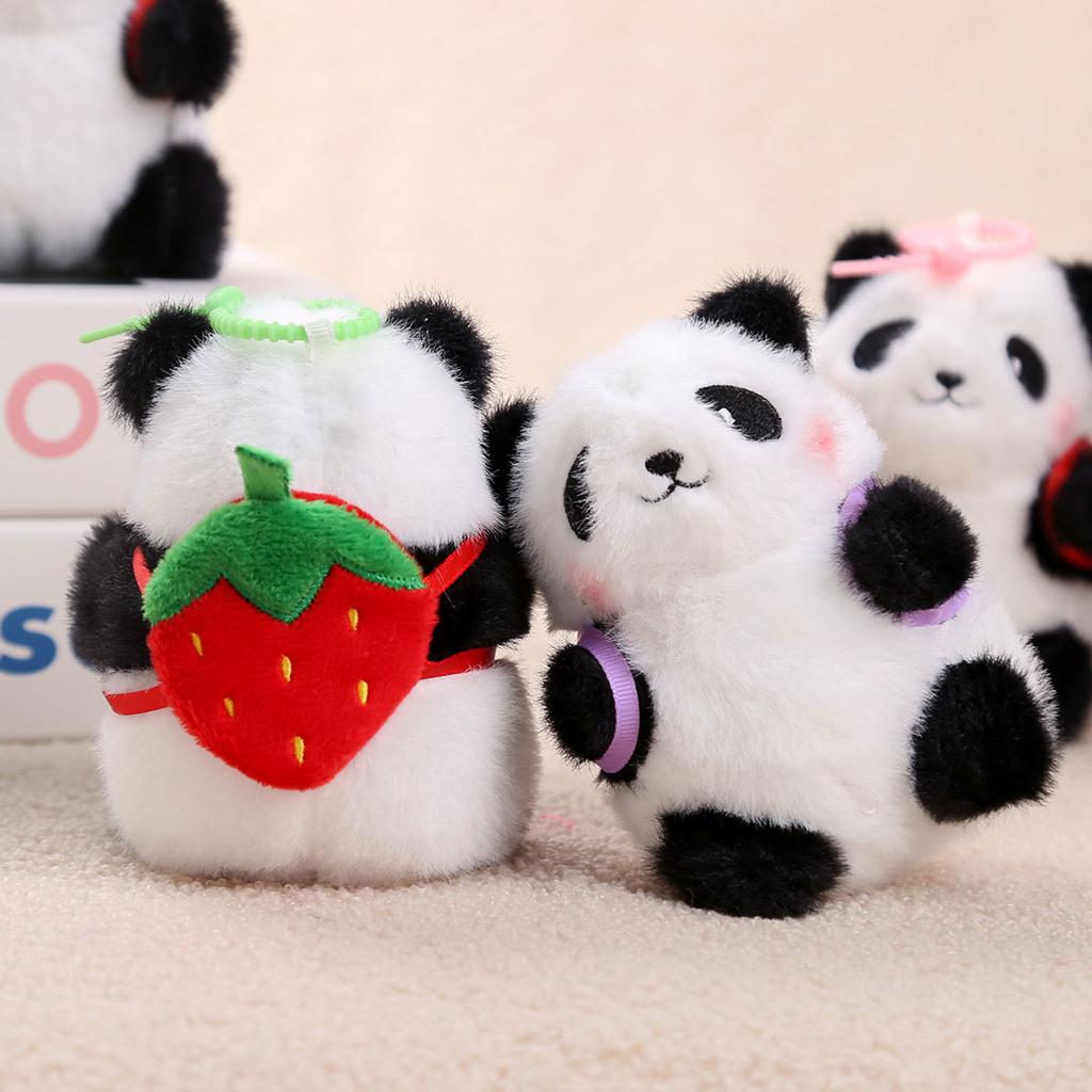 Panda family pendant small doll keychain bag plush toy birthday gift girl doll doll