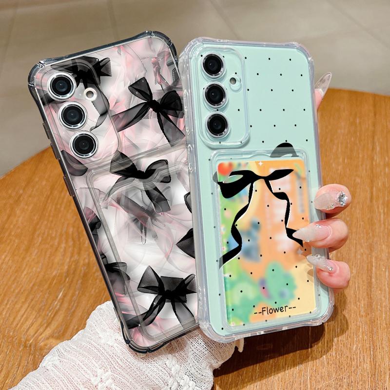 Ribbon Bow Pattern Phone Case For Samsung Galaxy S26 S24 S23 Ultra S22 Plus S25 Edge S25 FE Clear Card Bag Wallet TPU Soft Cover