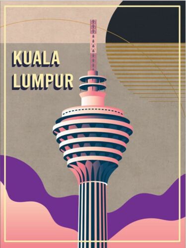 Металлическая табличка винтажный ретро стиль Куала-Лумпур Малайзия Классическая жестяная дверная табличка Алюминий 20x30cm（7.8x11.8inch）