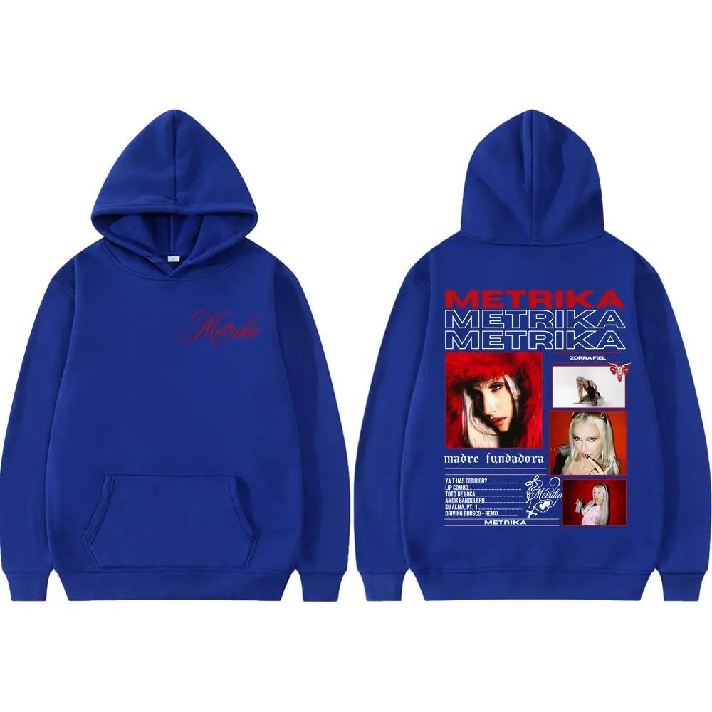 Rapper Metrika Graphic Print Hoodie Fashion Y2k Men's Women Hip-hop Retro Cotton Warm Sweatshirt Loose Oversized Coat