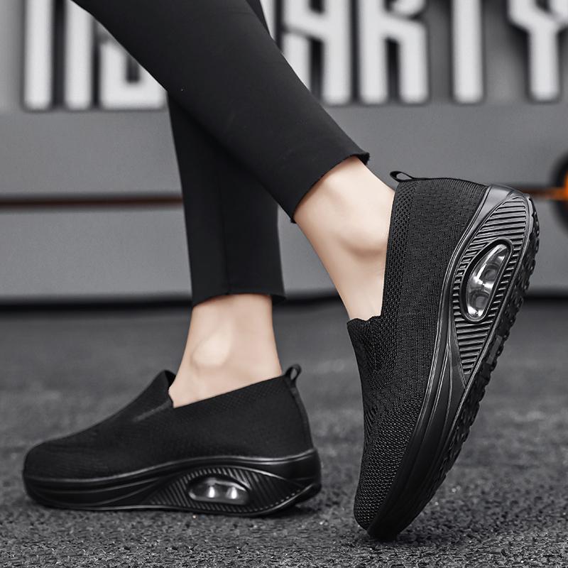 Women Slip on Walking Shoes Air Cushion Sneakers Pink Grey Black Blue Elevator Platform Orthopedic Socks Shoes Plus Size
