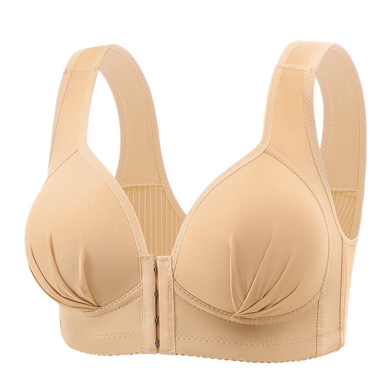 Plus Size Wire-Free Front Closure Supportive Bra for Middle-aged & Elderly
