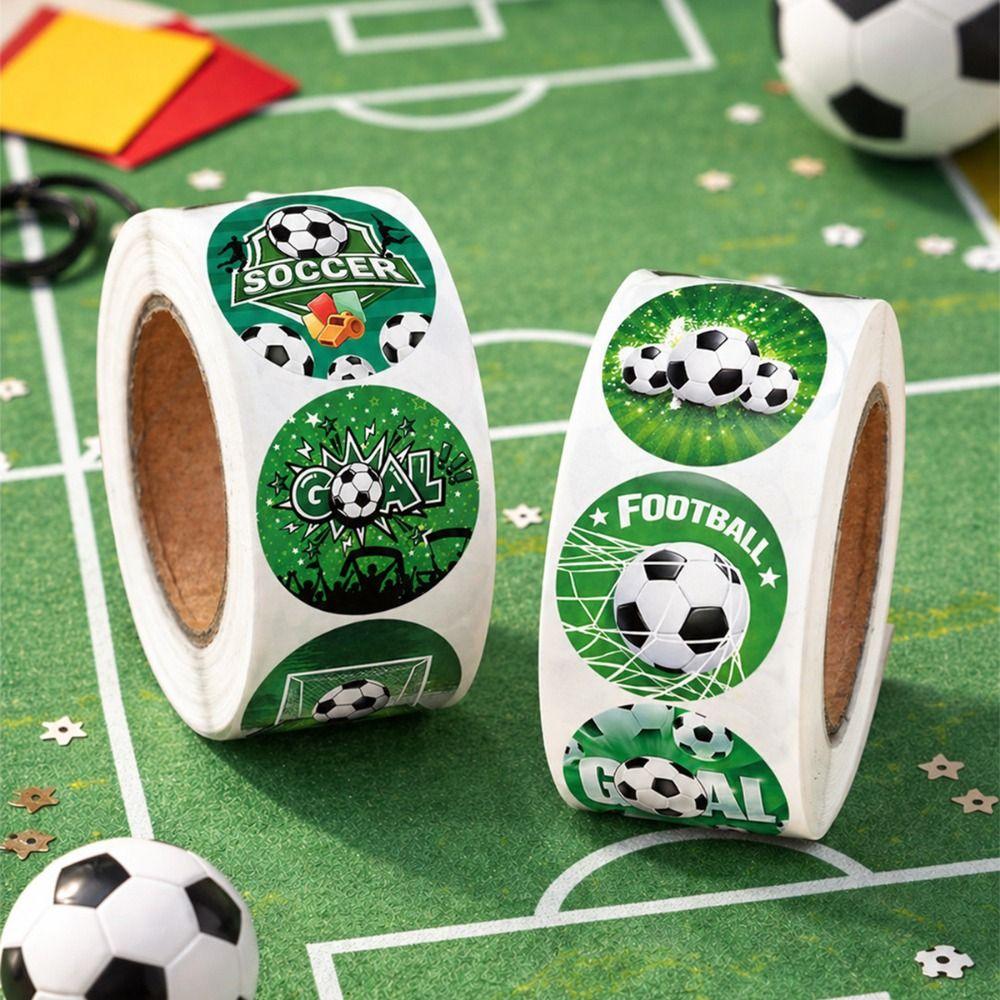 500Pcs Self-Adhesive Soccer Stickers Round Football Pattern Sealing Sticker  Party Decor