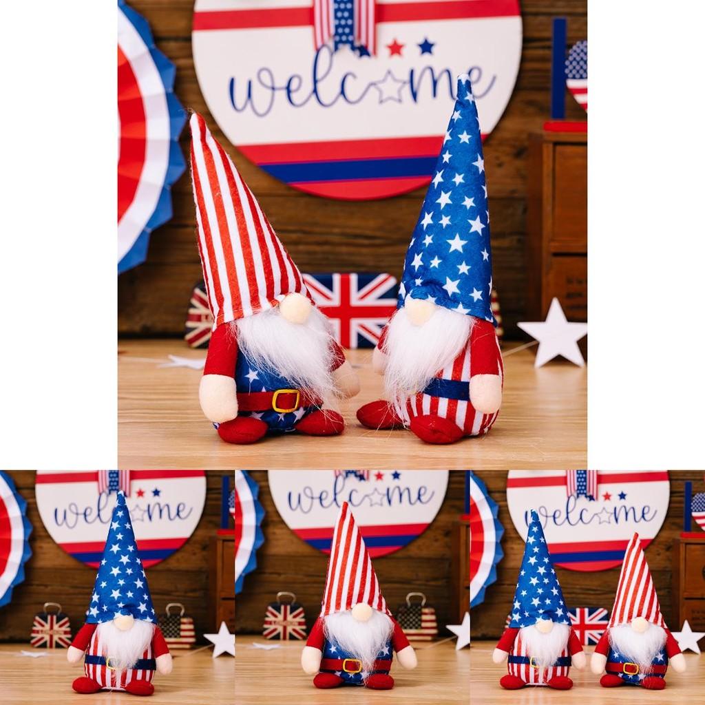 Adorable Plush Independence Day Decor Star Doll With Striped Hat For Festive Styling