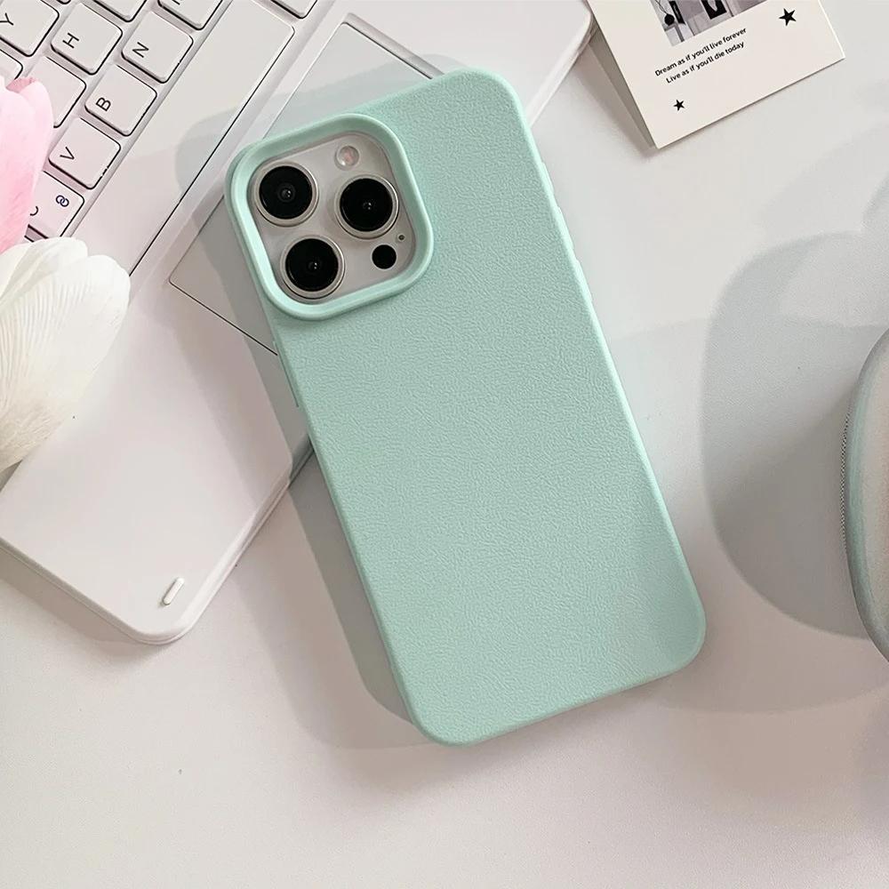 Luxury Leather Shockproof Case For iPhone 16 15 14 13 12 11 Pro Max Plus Silicone Soft Candy Color Matte TPU Cover Thin Shell