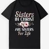 Schwestern in Christus Blumen T-Shirt Religiöses Lässiges T-Shirt für Damen