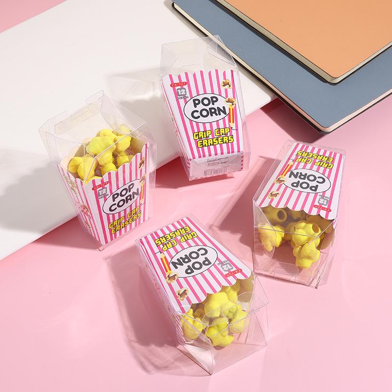 Cartoon Popcorn Box Erasers: Fun School Supplies for Students and Kids