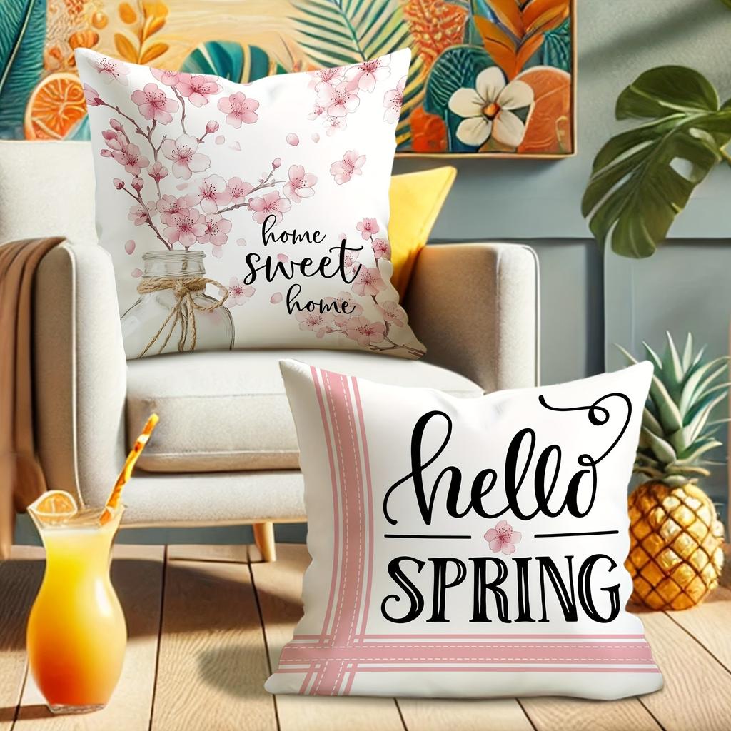 Enchanting Sakura - Themed Pillow Cover: Welcome Spring & Embrace Sweet Home Sofa Bed Cushion Cover Home Room Decoration