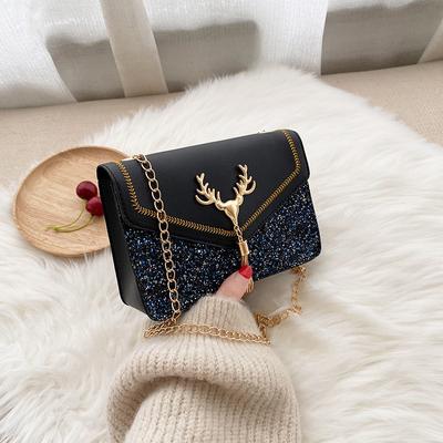 Female Niche Design Personalized Chain Crossbody Square Bag Tassel Sequin Mobile Phone Bag Small Bag