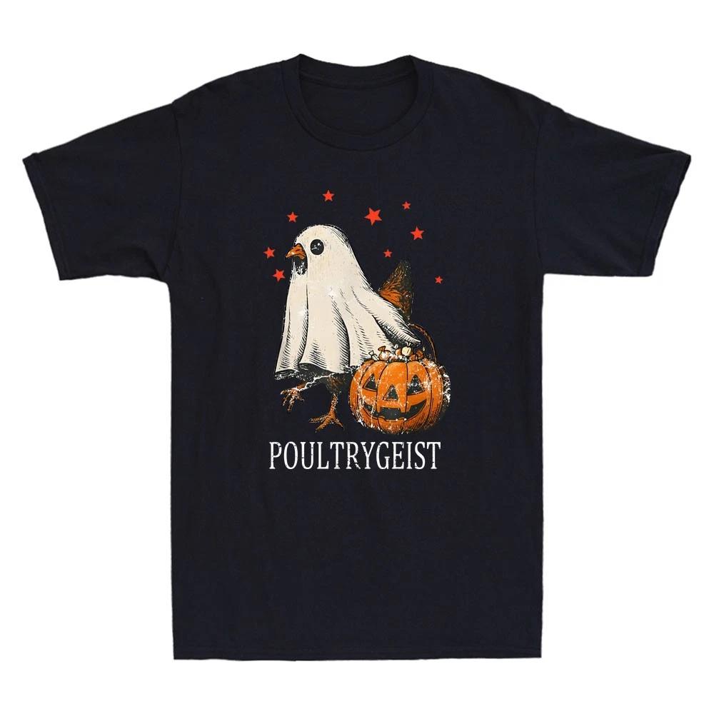 Poultrygeist Funny Halloween Chicken Ghost Costume Pumpkin Graphic Men s T-Shirt S