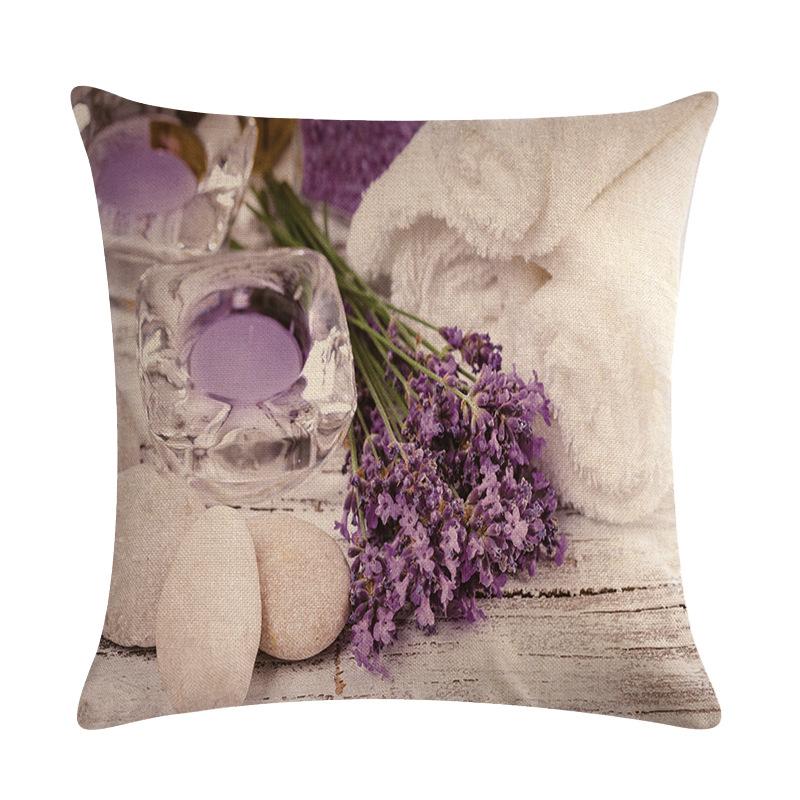 Purple Landscape Lavender Collection Digital Printing Short Plush Pillow Covers For Car Sofa Office Cushion Cover Home Goods