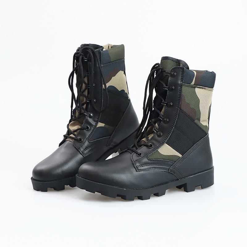 Men High-Top Boots Outdoor Non Slip Hiking Shoes Canvas Camouflage Training Boots Tactical Combat Boots for Men Desert AnkleBoot