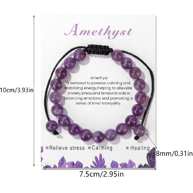 Healing Crystal Bracelet for Women 8mm Natural Stone Crystal Beaded Bracelets Adjustable Handmade Gemstone Bracelet Healing Jewelry Mother's Day