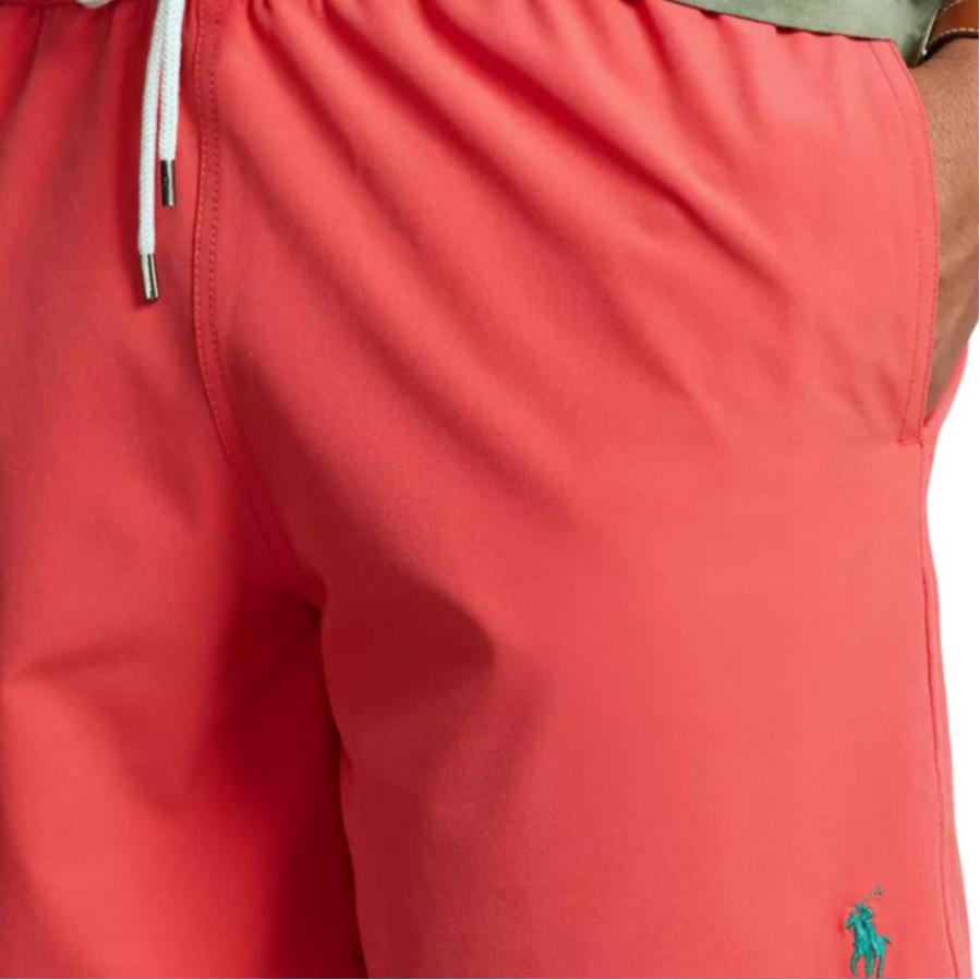 Polo Ralph Lauren Solid Color Mid-Rise Pony Embroidered Drawstring Straight-Leg Swim Trunks Men Swimwear 710905989-013