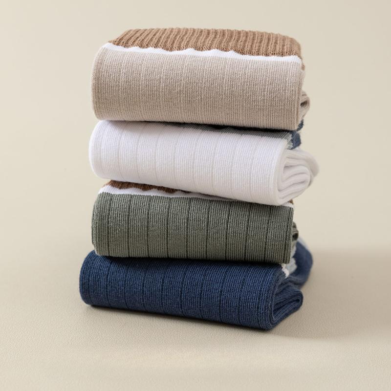 Men's Autumn and Winter Color-matched Mid-calf Socks, Casual Long Socks, Breathable, Anti-slip and Sweat-absorbing Cotton Socks