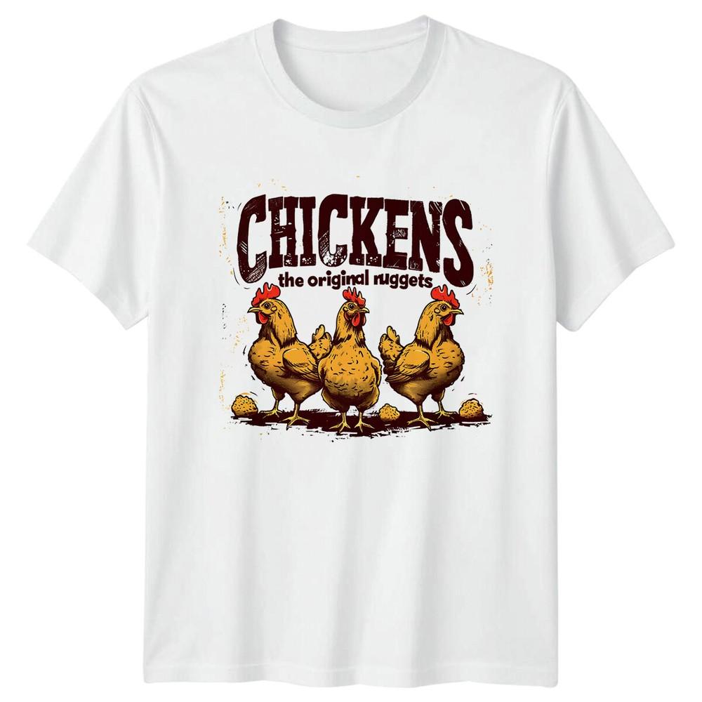 Chickens The Original Nuggets Pun TShirt Funny Chicken TShirt S