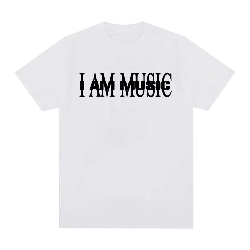 Herren T-Shirt mit kurzen Ärmeln I AM MUSIC Aufdruck Weiche Baumwolle Lässig Bequem Trendige Streetwear Tägliches Tragen Musikliebhaber Coole T-Shirts