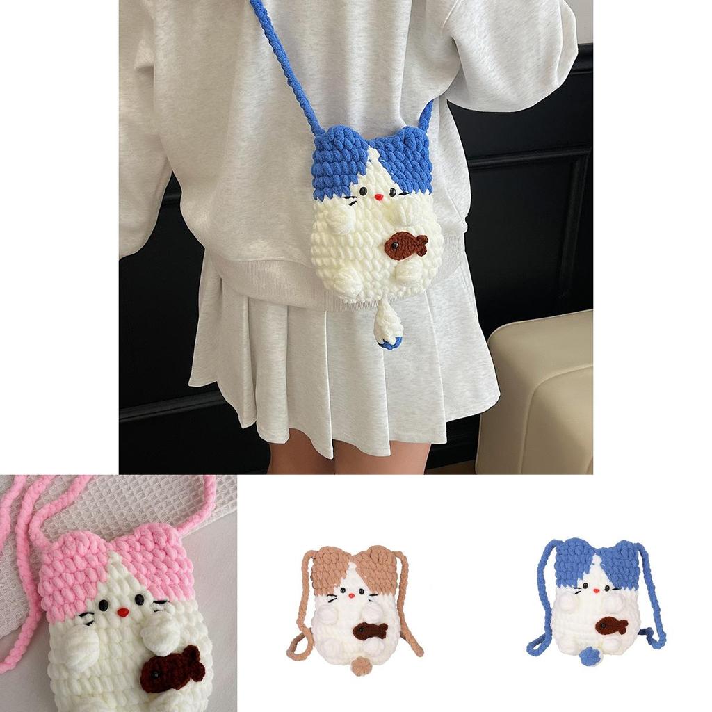 Lovely Girl Woolen Crossbody Bag With Wearresistant Material For School And Casual Events