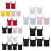 3 kusy Dívčí žebrovaný crop top na tenká ramínka Jednobarevná bezešvá vesta pro tanec, sport, aktivní oblečení