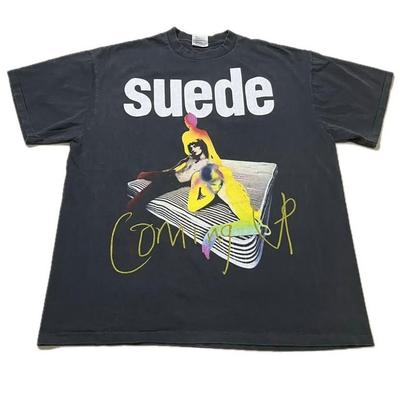 Vintage 1996 SUEDE COMING UP Taglia XL Punto singolo T-shirt Rock anni '90 UK RISTAMPA