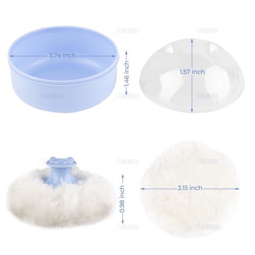 AUEAR Body Cosmetic Puff Sponge Box Case Container, Set of 2, 3.74x2.95 Inches, for After-Bath Use