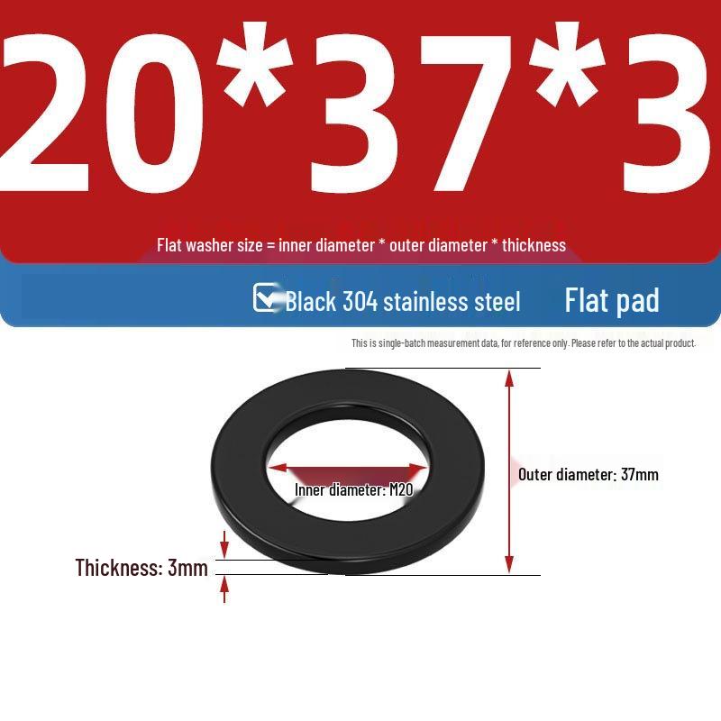 Ultra-Thin Black Zinc-Plated Stainless Steel Flat Washer (M2-M20)