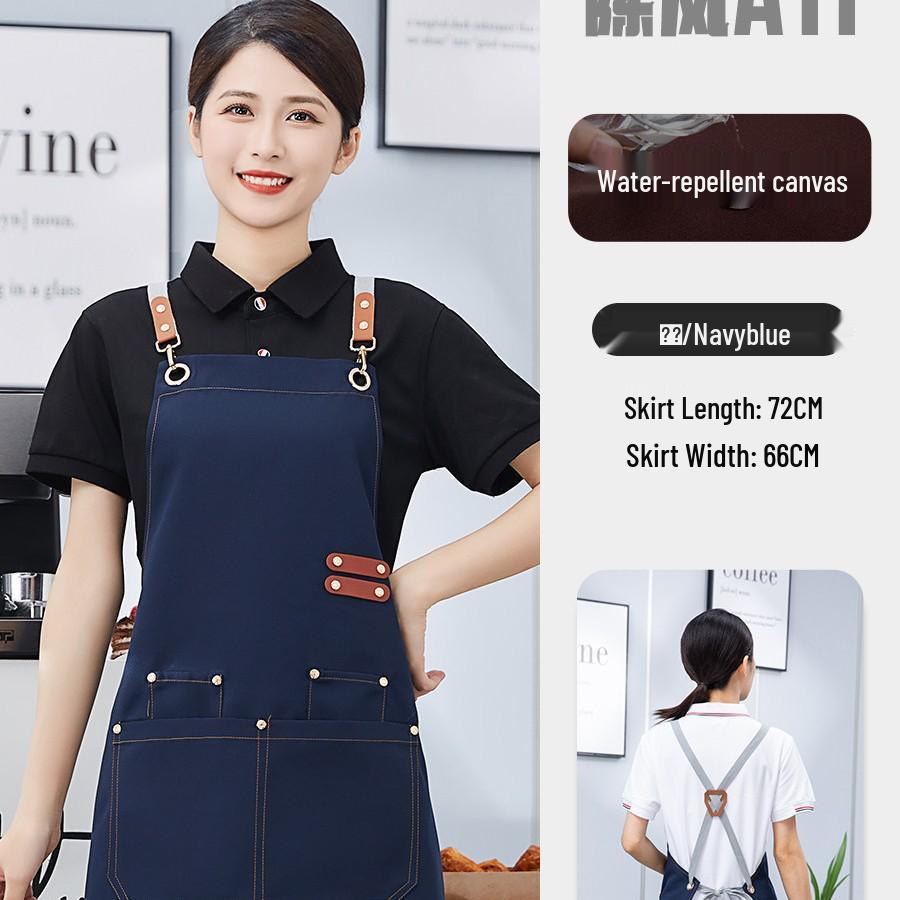 Waterproof Canvas Catering Apron with Logo, Stain-Proof, Ideal for Kitchens & Cafes