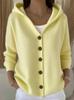 Women's Cross-Border European & American Style Hooded Knit Cardigan - Autumn/Winter Solid Color Casual Fashion Sweater Coat
