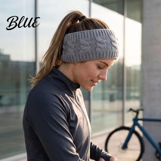 Cold Weather Ear Protection Winter Knitted Headband for Women Soft Fleece Lined Thermal Hair Outdoor Sports Warmer Band Thickened Plush Elastic Band