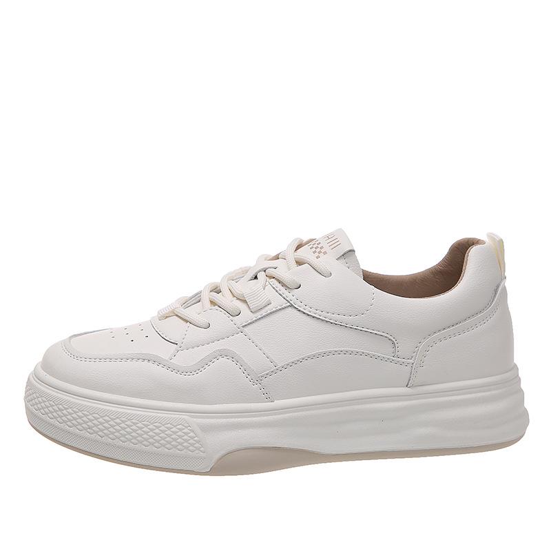 Kleine weiße Schuhe Damen Frühjahr neue echte weiche Leder dicke Unterseite Studenten Casual All-Match Sneakers