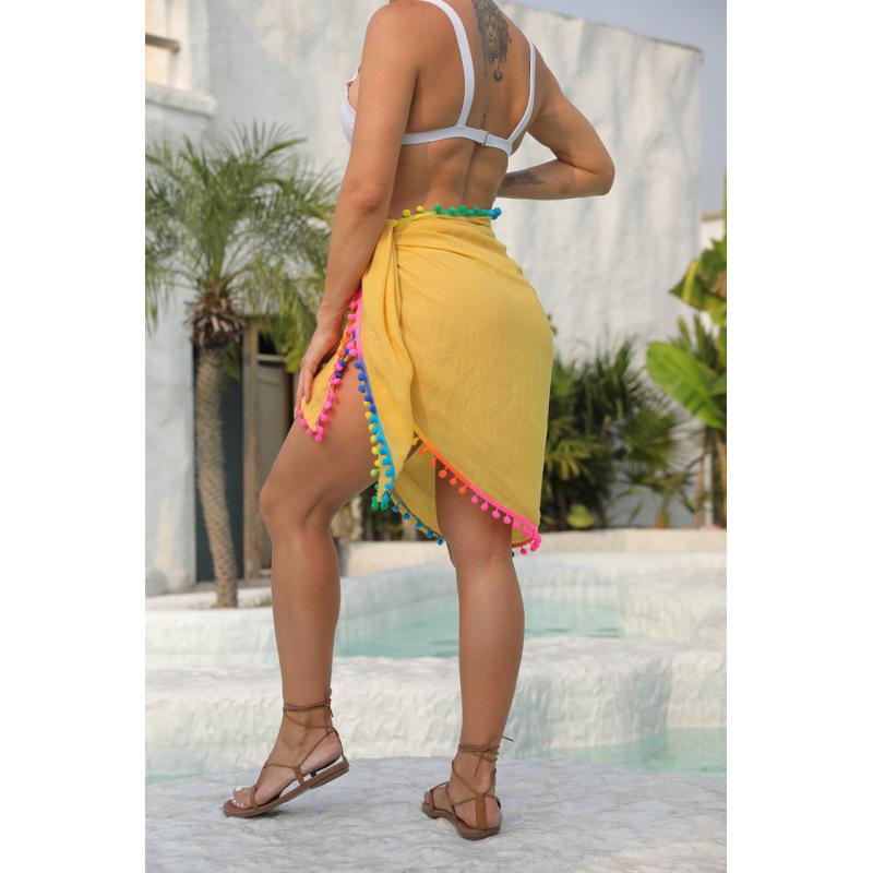 Europe And The United States Colorful Tassel Gauze Cage Splicing Beach Skirt Strappy Bustier Skirt