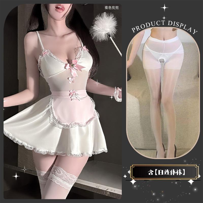 Playful Pussy Maid Play Suit Suspender Pajama Breast Sexy Pure Erotic Lingerie Seduction
