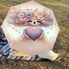 1pc flower heart Automatic Open/Close Umbrella Compact Folding Umbrella with 8-Rib Shaft for Women/Men, Elegant Birthday1302S