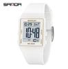 Sanda Lightweight Minimalist Sports Watch: Multi-functional Square Electronic Wristwatch for Men and Women