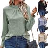 Women's Color Round Neck Shirred Long Sleeve T,shirt