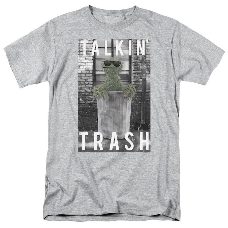 Sesame Street Oscar The Grouch Talkin  Trash Athletic Heather Adult Shirts Unisex T-Shirt XL