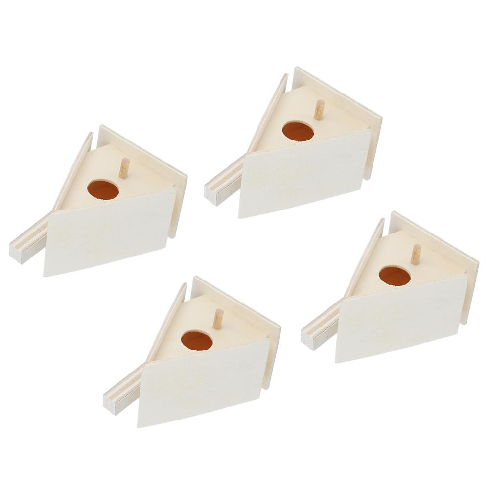 4Pcs Outdoor Hanging Wooden Bird House Nests Nesting Cage Garden Decoration Ornament