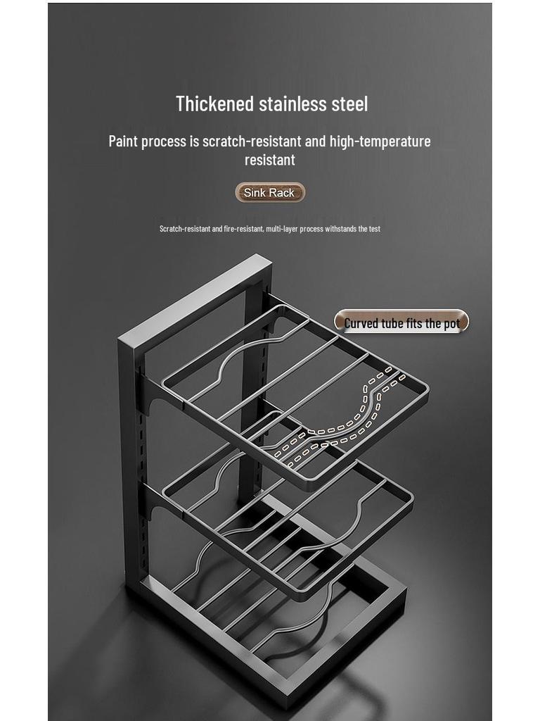 Multi-layer Kitchen Storage Rack for Pots and Pans - Sink Cabinet Organizer