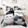 Adorable Cat & Kitten Print Bedding Set Includes 1 Duvet Cover 2 Pillowcases All Seasons For Home Or Dorm Decor