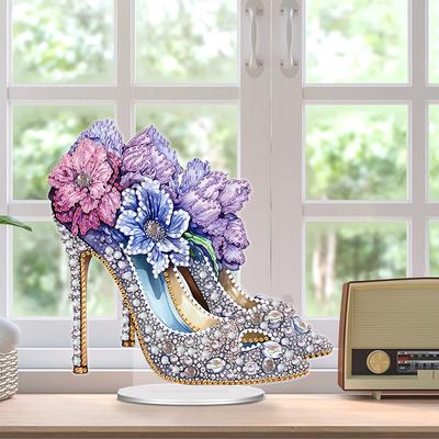 High Heels Special Shaped Diamond Painting Tabletop Ornaments Kit 5D DIY Diamond Art Tabletop Decorations for Adults Beginner