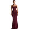 Elegant 2025 Ruched Backless Women's Long Dress with Hip-Wrap Design