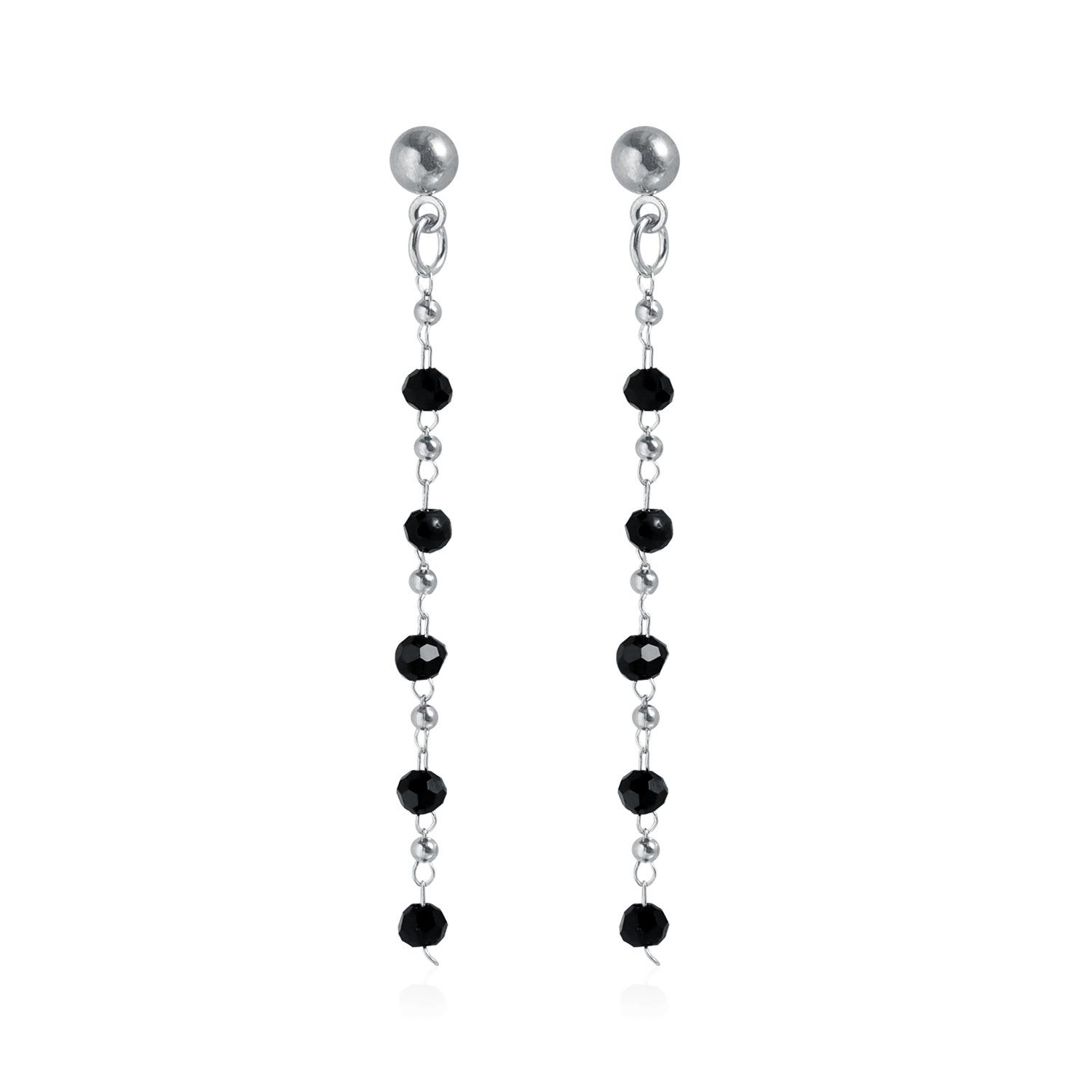

Vintage Spherical Black Crystal Necklace, Metal Color Matching Niche Design Clavicle Chain Set 5
