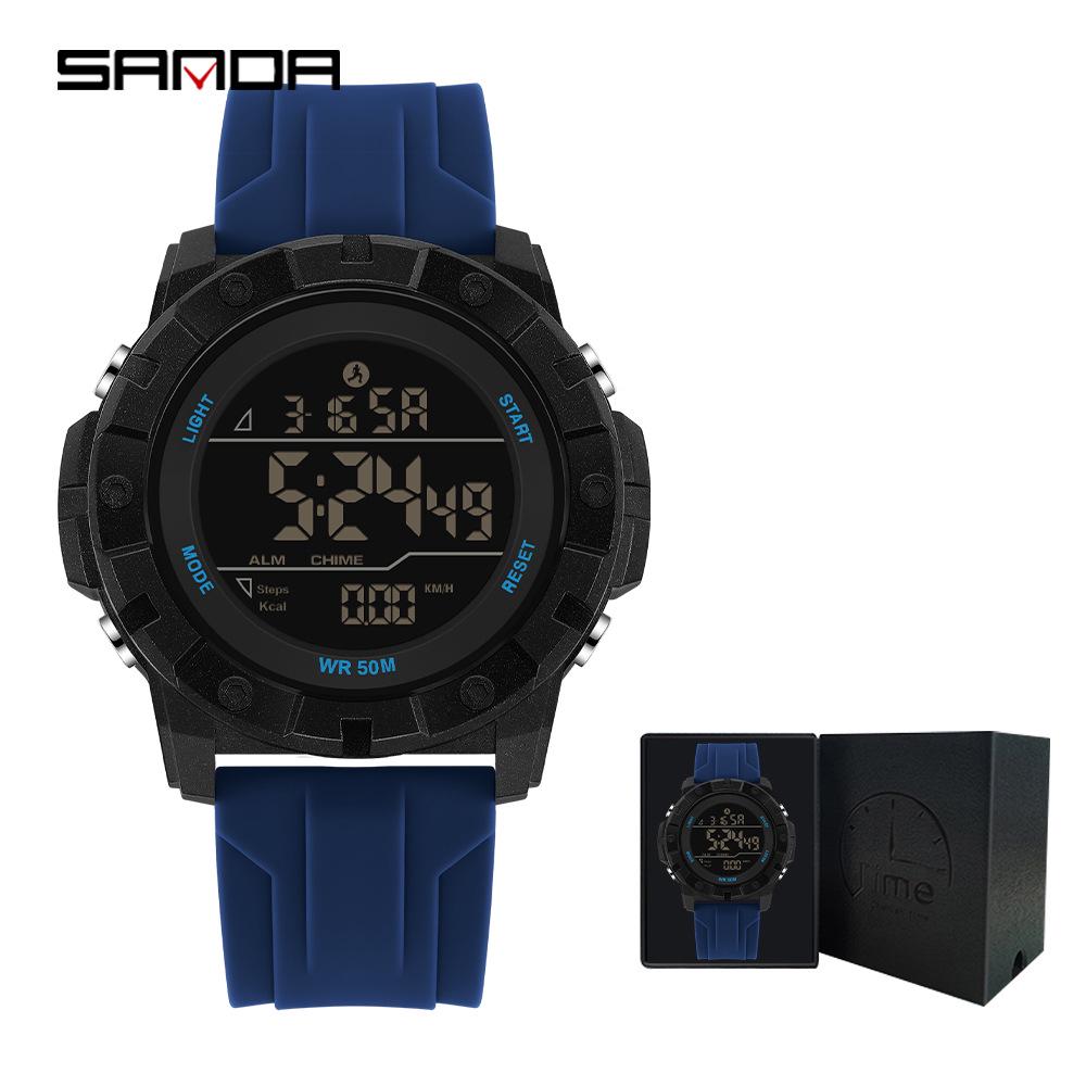 Sanda Multi-Function Smart Watch: Waterproof, Pedometer, Alarm Clock for Hiking & Sports - Unisex