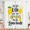 2pcs 2D Flat Printing Window Curtains Life Lemons Make Lemonade 100% Polyester Fabric Without Electricity Holiday Decorations