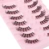 7 Pairs Half Lashes with Clear Band Wispy Eyelashes Natural Look 3D Lashes Short Cat Eye Lash Fake Eyelashes