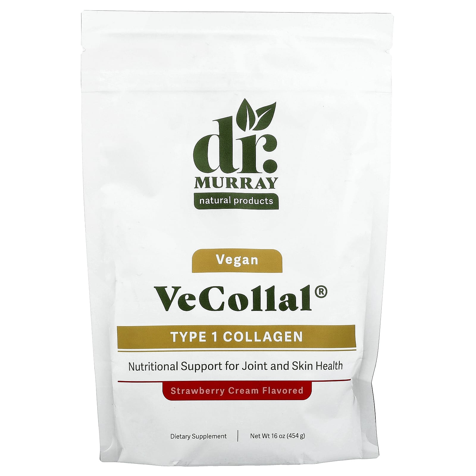 

Dr. Murray S, Vecollal®, Vegan Type 1 Collagen, Strawberry Cream, 454G (16Oz)