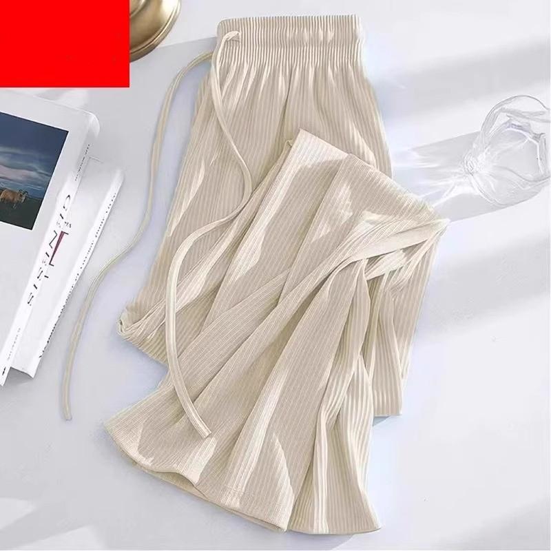 Women's Lightweight Summer Slim-Fit Wide-Leg Pants: Flowing, High-Waisted, Slimming, Casual Straight-Leg Pants