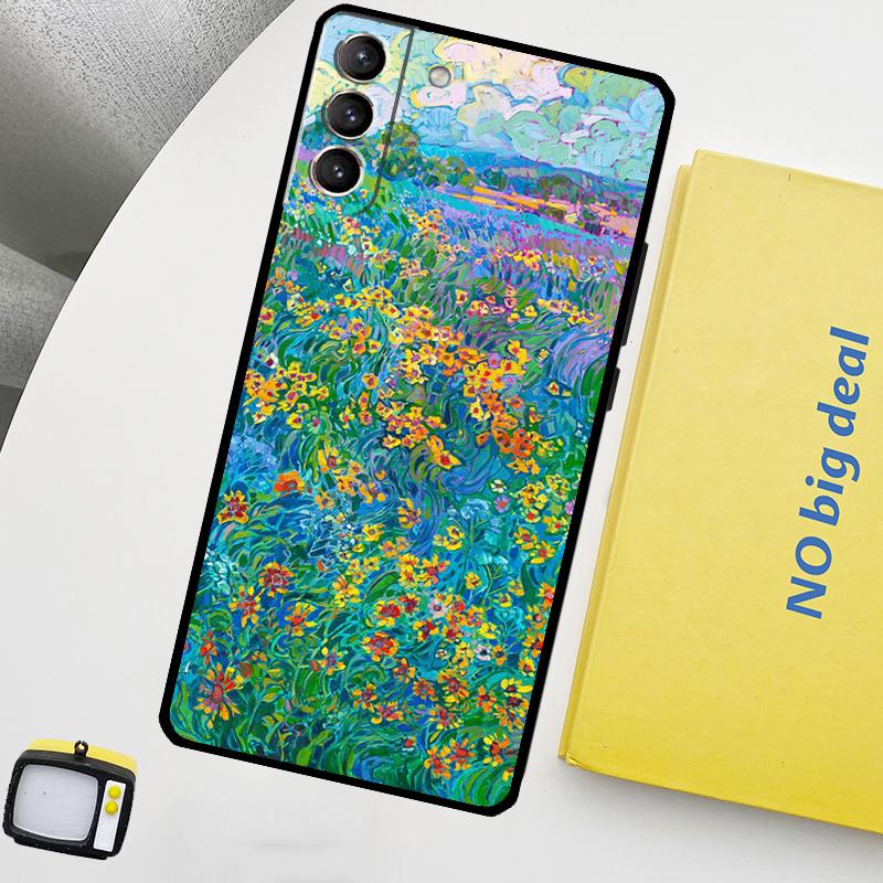 Colourful Flower Painting Art Funda For Samsung Galaxy S22 Ultra S23 FE S9 S10 Note 10 Plus Note 20 Ultra S20 S21 FE Case