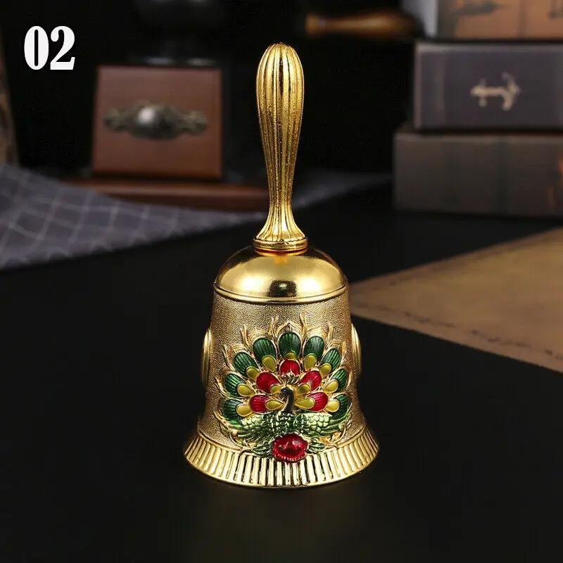 Hand Call Bell Retro Metal Dinner Hand Cranked Bell Altar Wicca Divination Pagan Wedding School Decor Christmas Tree Ornaments