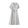 Luxury Summer Linen Dress with Stripes Thin and Comfortable High Quality Womens Fashion